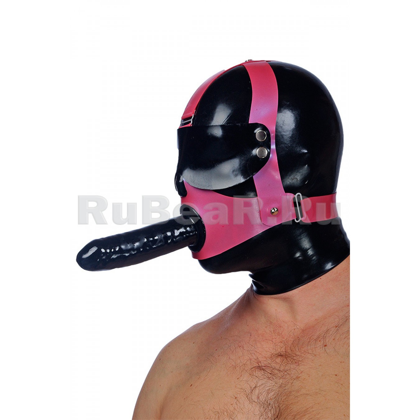 QL6132 Strap-on gag with a realistic dildo, on a special mechanism over the head
