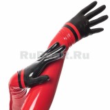 YL0307 Latex Gloves Long bi-color with Fringing