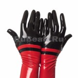 YL0307 Latex Gloves Long bi-color with Fringing