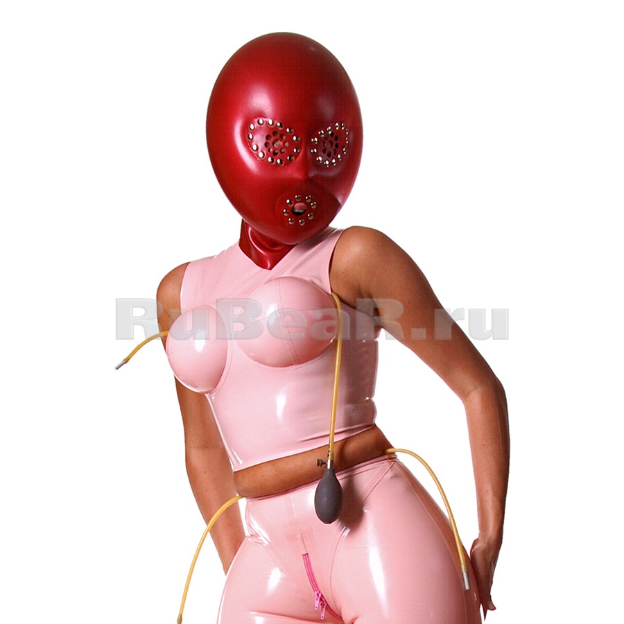 Inflatable Boob Latex Catsuit Porn - Latex top with inflatable breasts