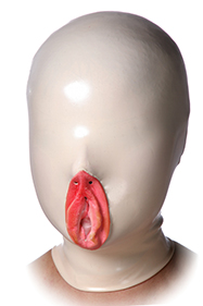 Without eyes, Vagina with condom on the mouth
