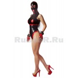 BL3406 Two-color swimsuit with edging, mask and pseudo bondage rings