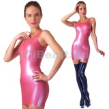 DL0001 Women's Solid-Color Latex Mini Dress