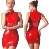 DL0020 Women's Solid-Color Latex Dress with Stand-Up Collar