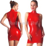 DL0020 Women's Solid-Color Latex Dress with Stand-Up Collar