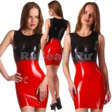 DL0303 Women's three-tone latex mini dress