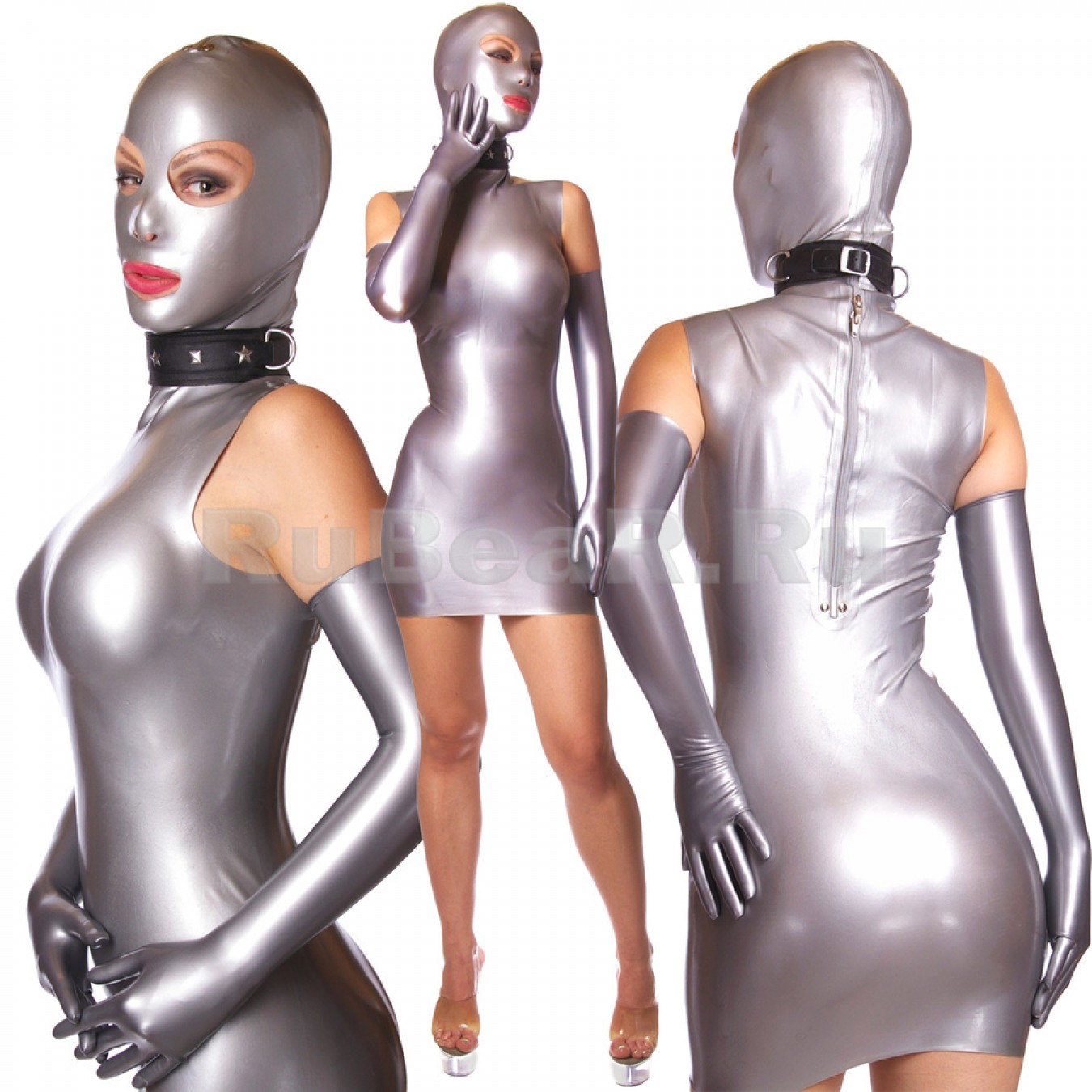 DL0401 Women's one-tone latex dress with a mask