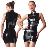 DL0555 Women's latex dress with a stand-up collar Two-tone
