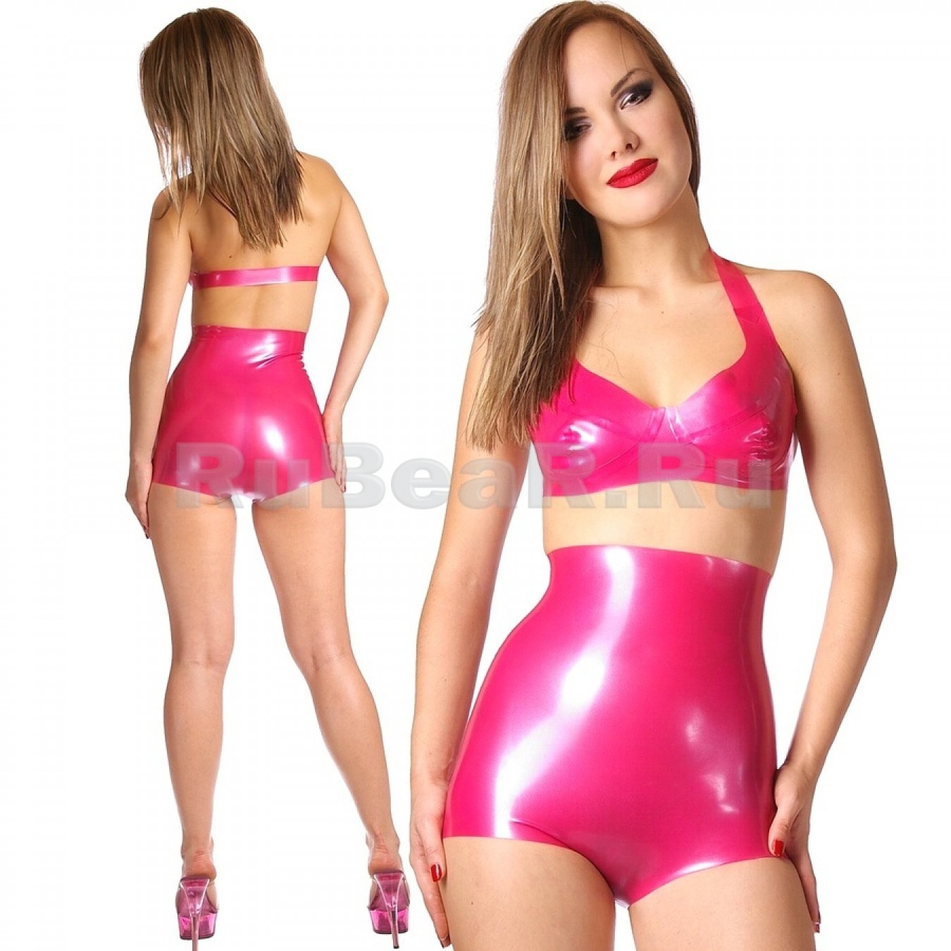 KA1025 High-waisted latex shorts