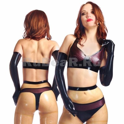 KA1032 two-color latex thong panties