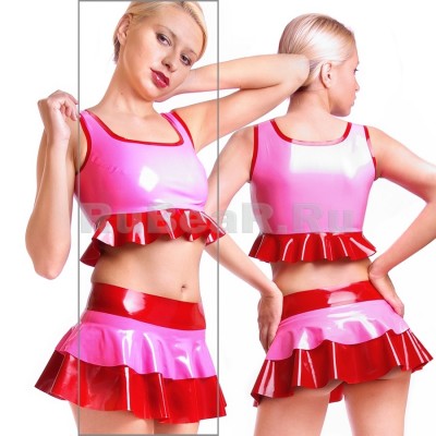 TA068058 Women's Latex Top with Ruffles